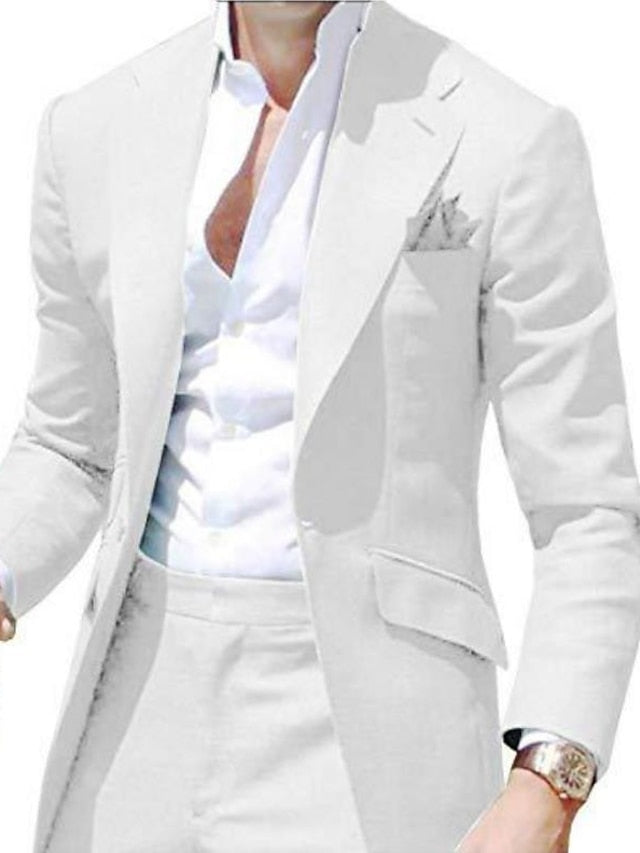 Single-Breasted One-Button Tailored Wedding Suit For Men 2-Piece Set