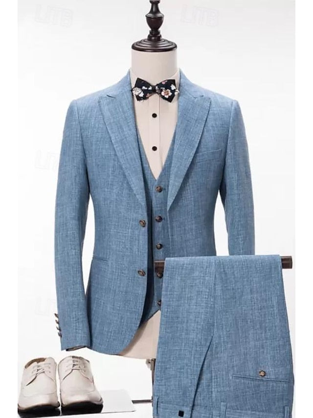 Single-Button Tailored Men's 3-Piece Wedding Suit In A Fitted Style