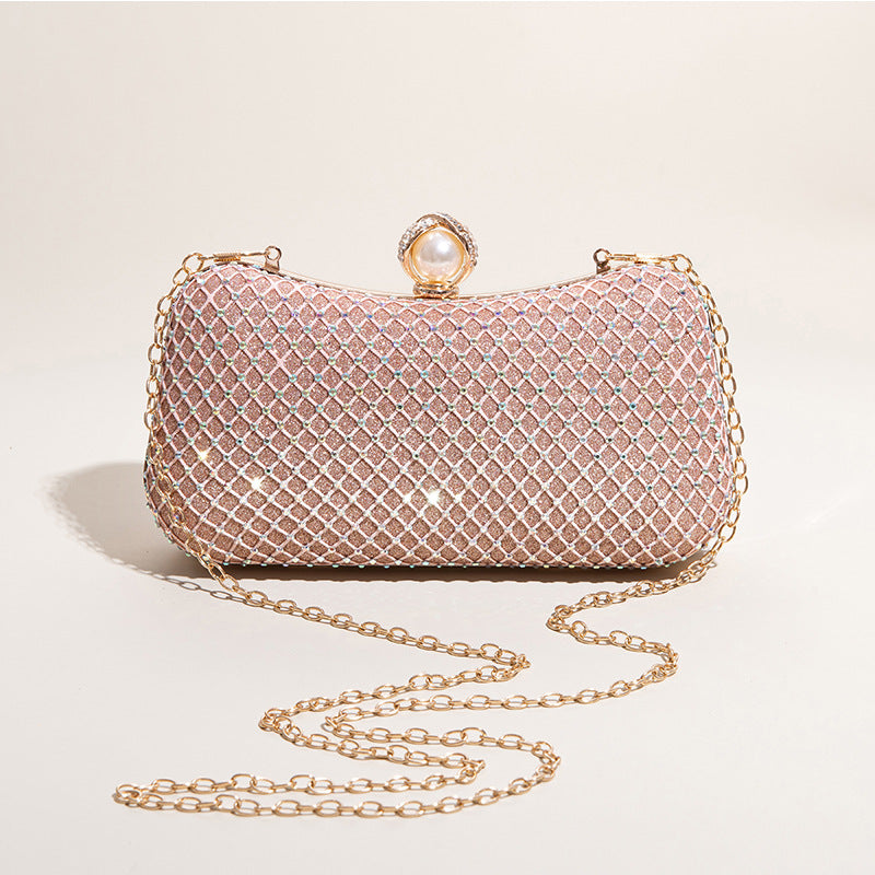 Cross-Body One-Shoulder Clutch Bags with Imitation Diamond