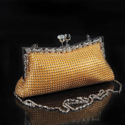 Aluminum Sheet Clutch Bags with Cat's Eye Diamonds
