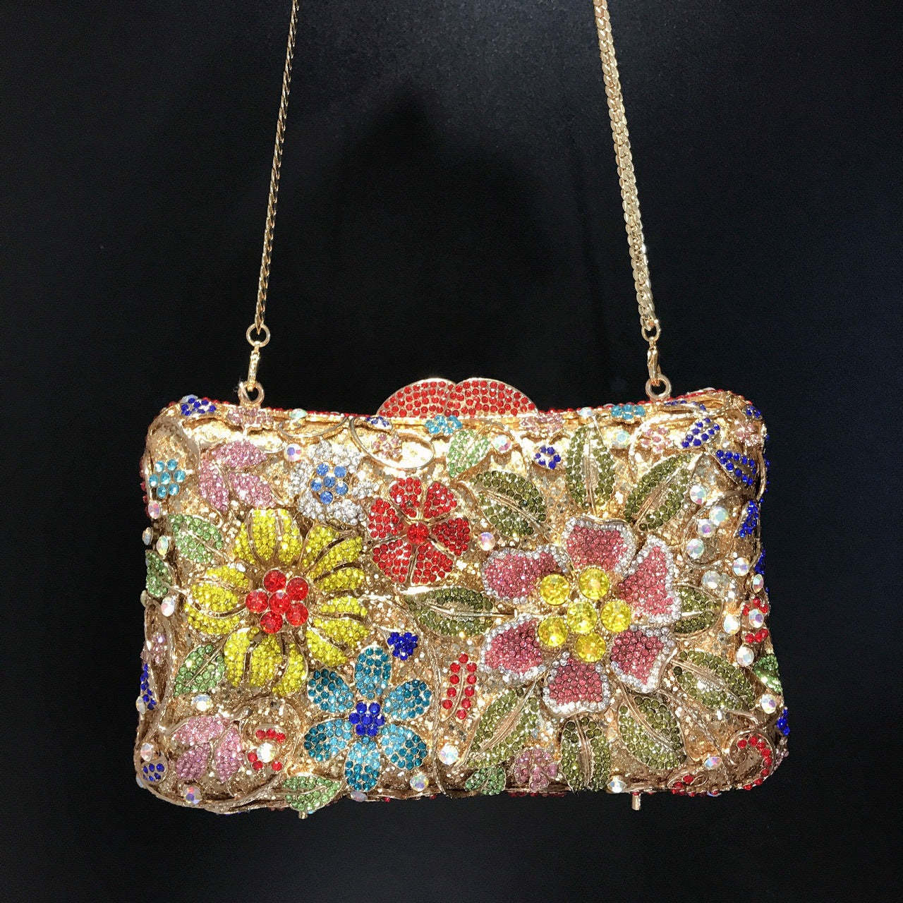 Diamond Sequins Clutch Bags with Floral Imitation