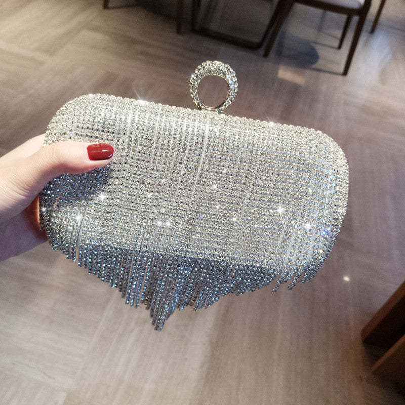 Tassel Clutch Bags with Imitation Diamond Accents