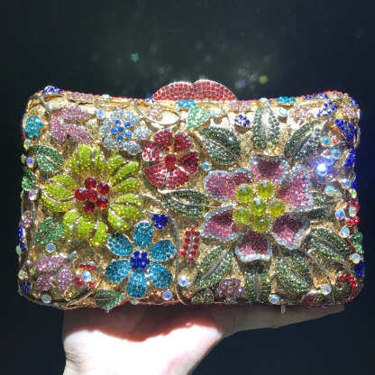 Diamond Sequins Clutch Bags with Floral Imitation