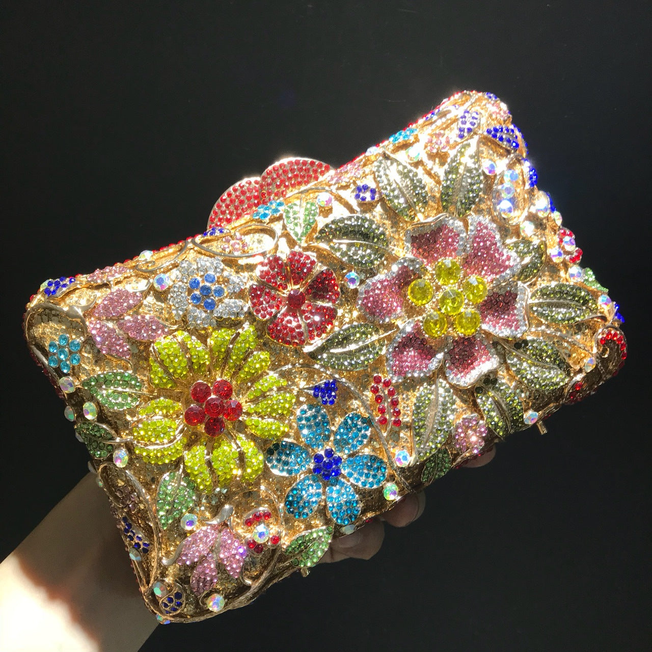 Diamond Sequins Clutch Bags with Floral Imitation