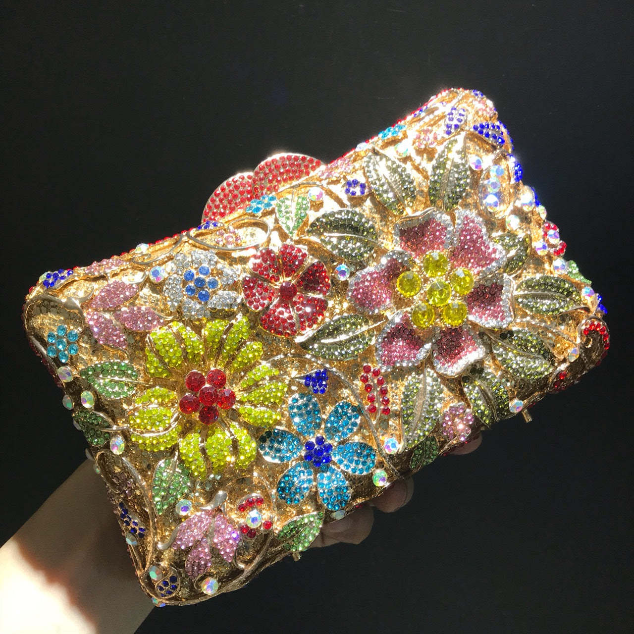 Diamond Sequins Clutch Bags with Floral Imitation