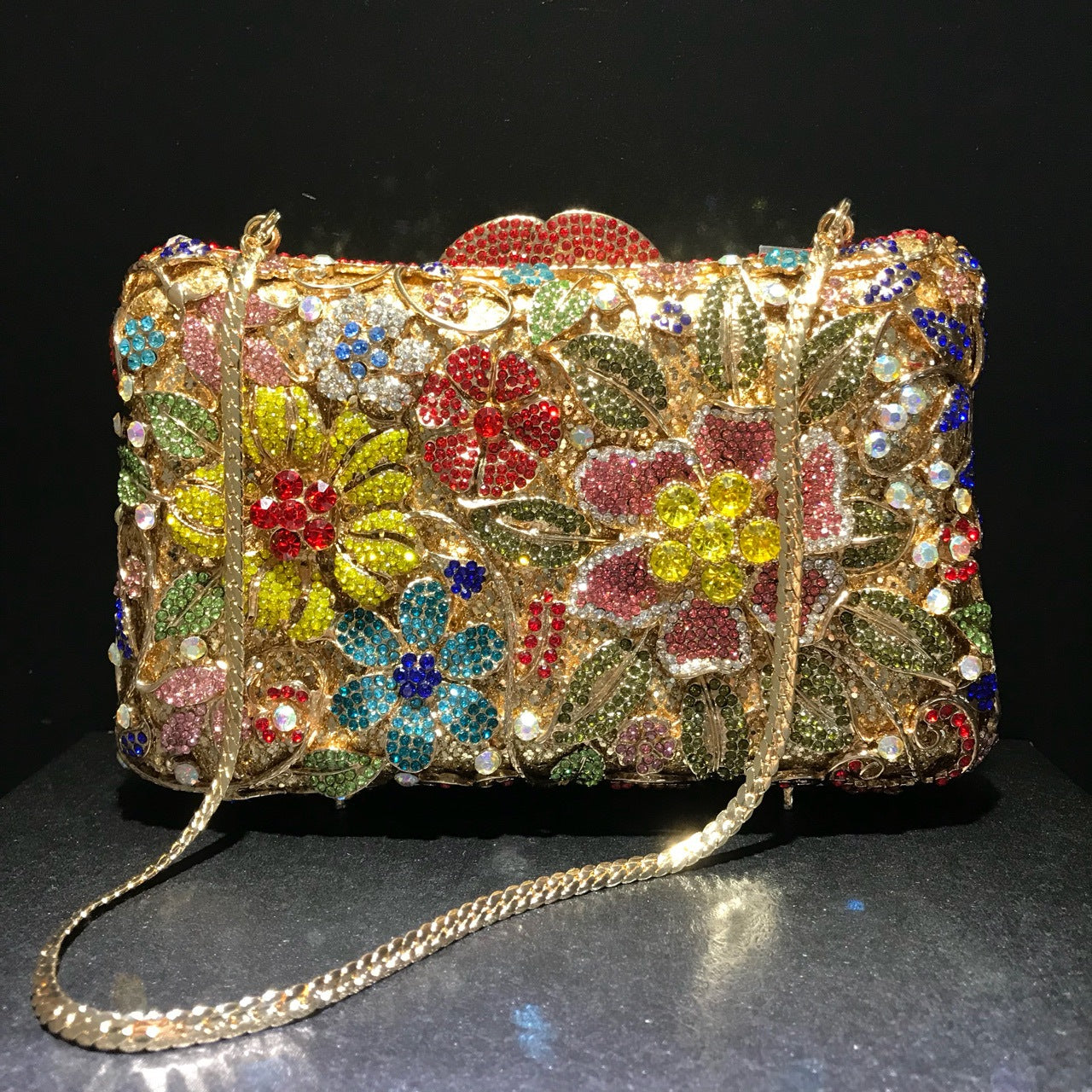 Diamond Sequins Clutch Bags with Floral Imitation
