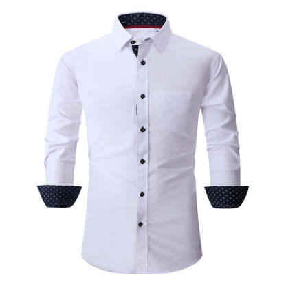 Solid Color Long Sleeve Shirt For Men Classic Style