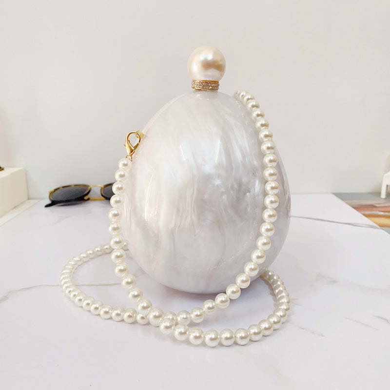Cloud Glue Acrylic Clutch Bags in Pleated Goose Egg Shape