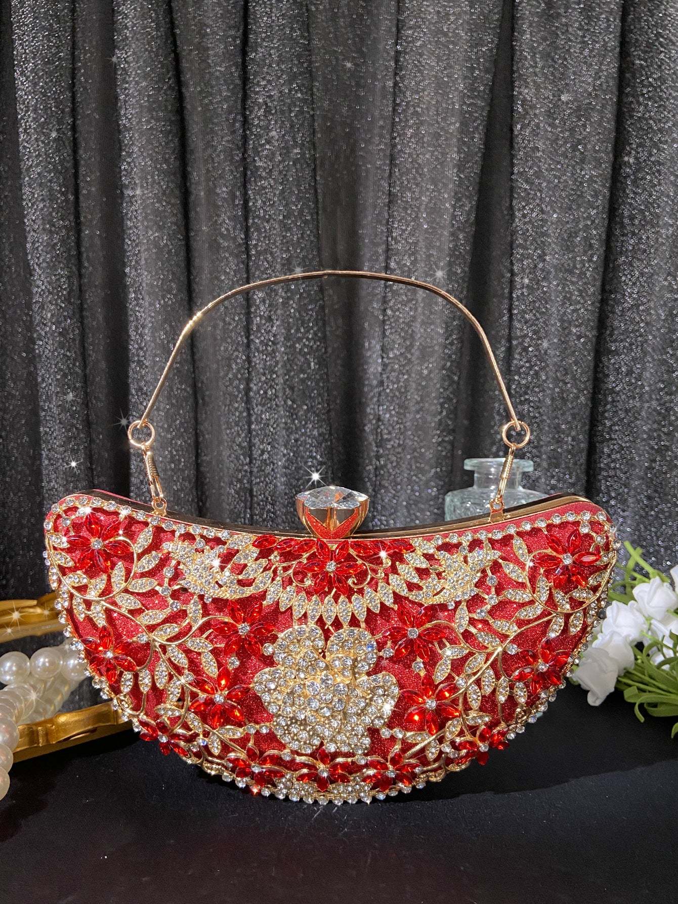 Heavy Industry Clutch Bags with Extravagant Imitation Diamond