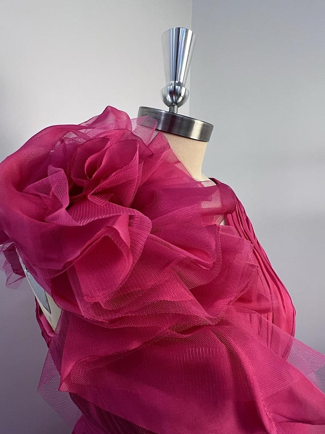 V-neck sleeveless A-line princess floor-length formal evening gown with side slit