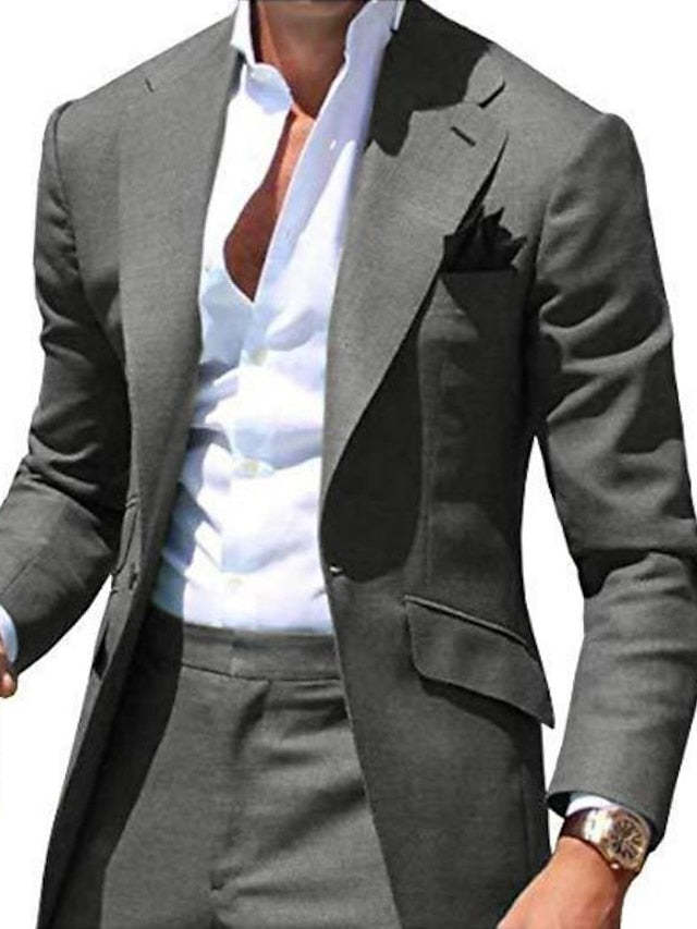 Single-Breasted One-Button Tailored Wedding Suit For Men 2-Piece Set