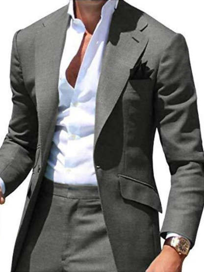 Single-Breasted One-Button Tailored Wedding Suit For Men 2-Piece Set