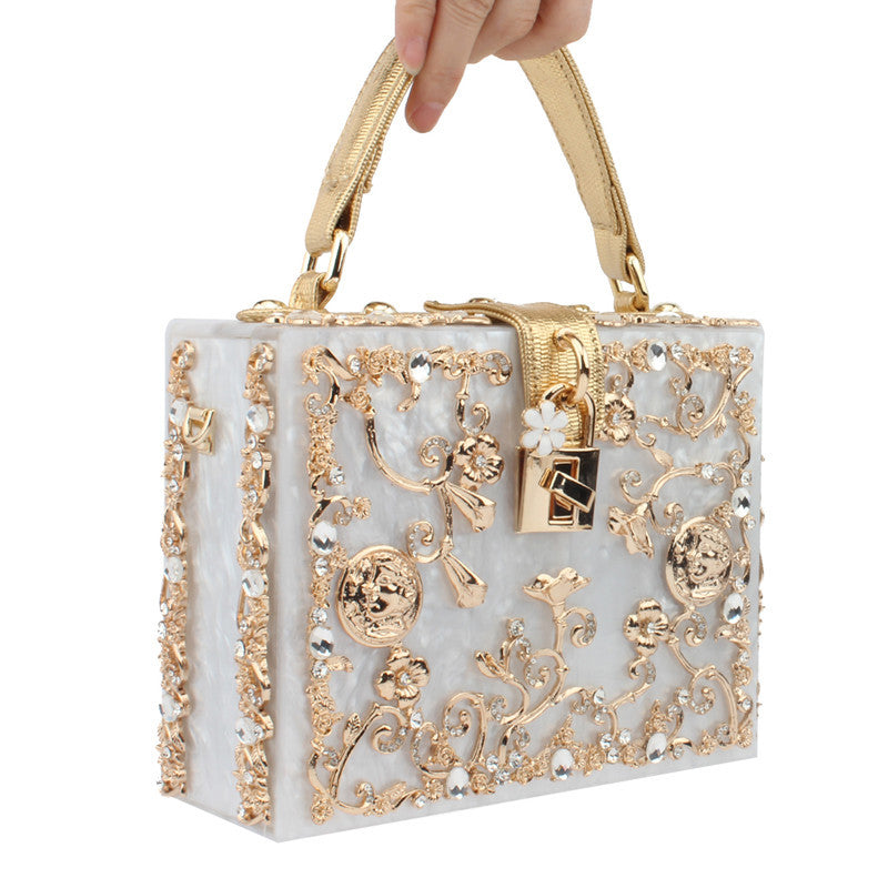 Acrylic Hand Bags with Imitation Diamond Design