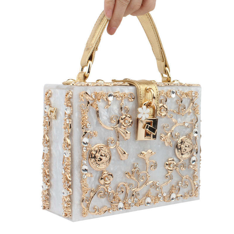 Acrylic Hand Bags with Imitation Diamond Design