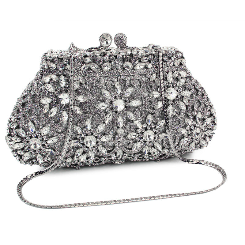 Hand Clutch Bags with Imitation Diamond Chain