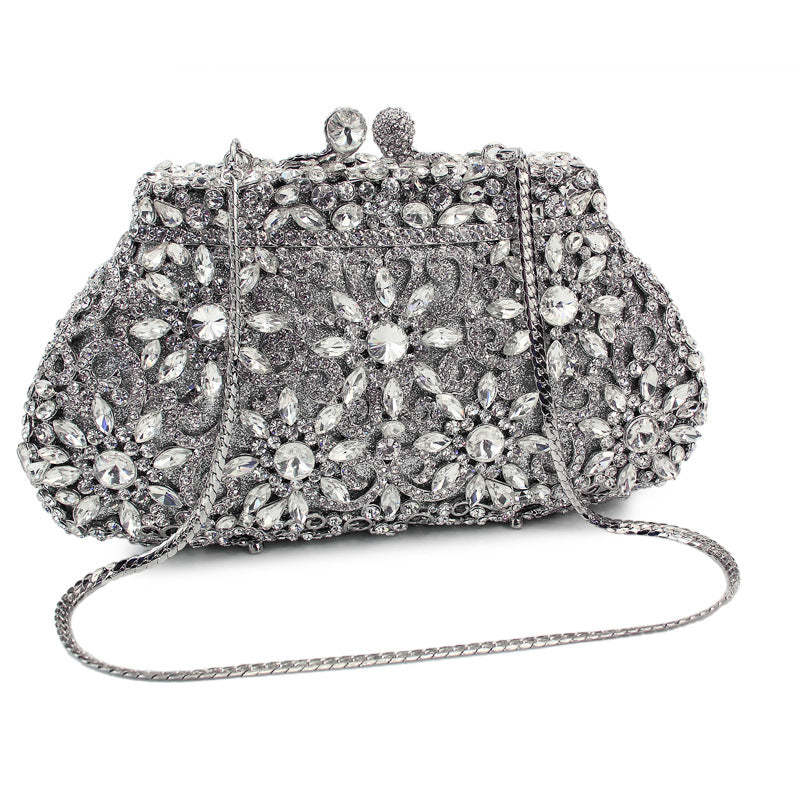 Hand Clutch Bags with Imitation Diamond Chain