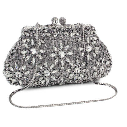 Hand Clutch Bags with Imitation Diamond Chain