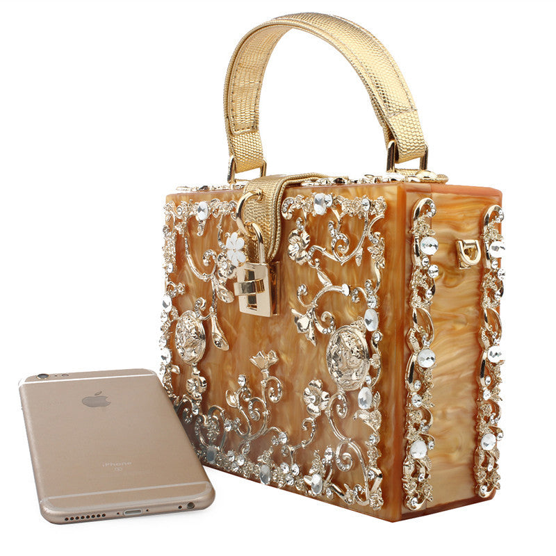 Acrylic Hand Bags with Imitation Diamond Design
