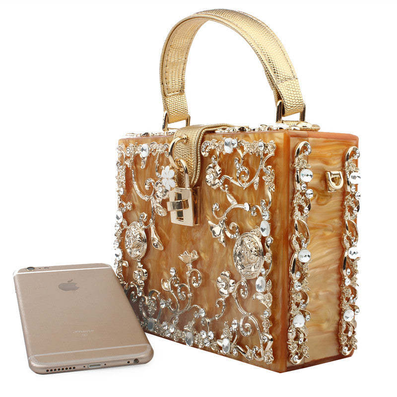 Acrylic Hand Bags with Imitation Diamond Design