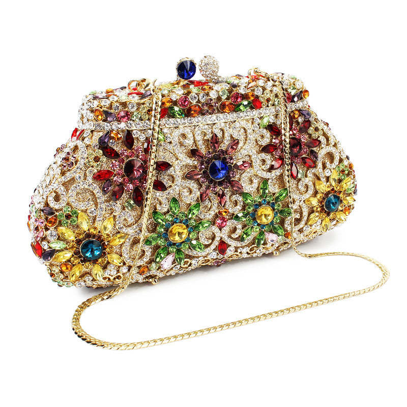 Hand Clutch Bags with Imitation Diamond Chain