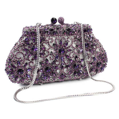 Hand Clutch Bags with Imitation Diamond Chain