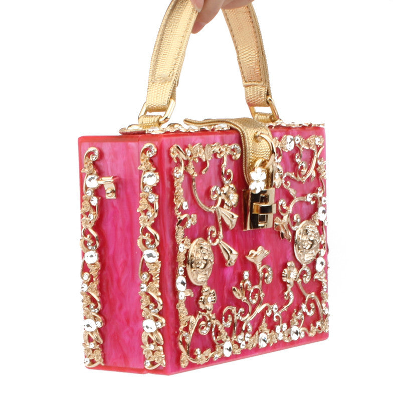 Acrylic Hand Bags with Imitation Diamond Design
