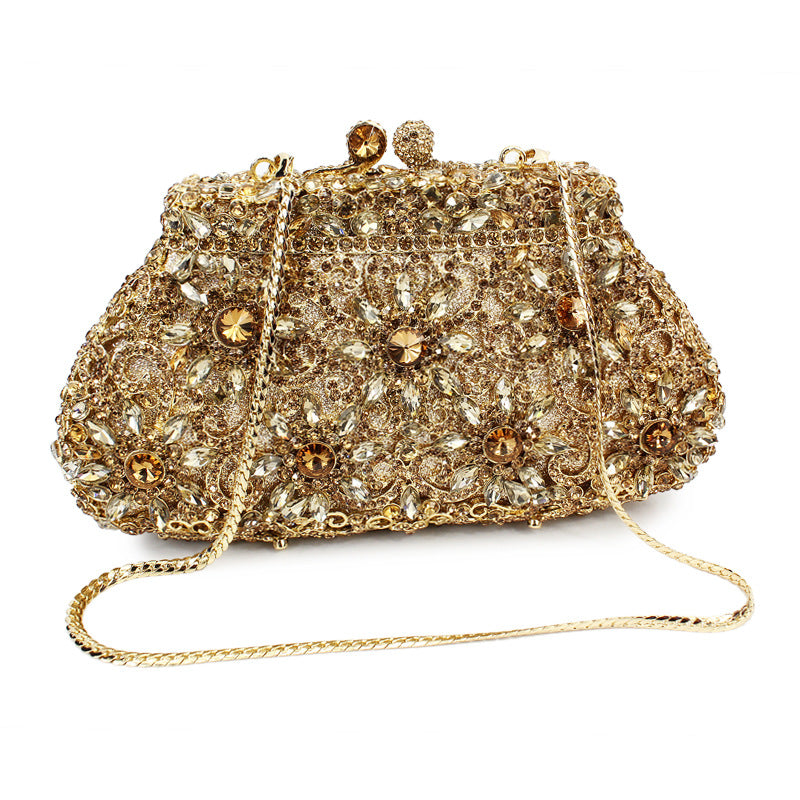 Hand Clutch Bags with Imitation Diamond Chain