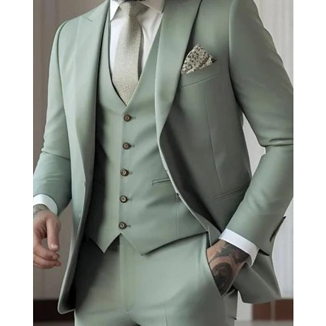 Single-Button Tailored Men's 3-Piece Wedding Suit In A Fitted Cut