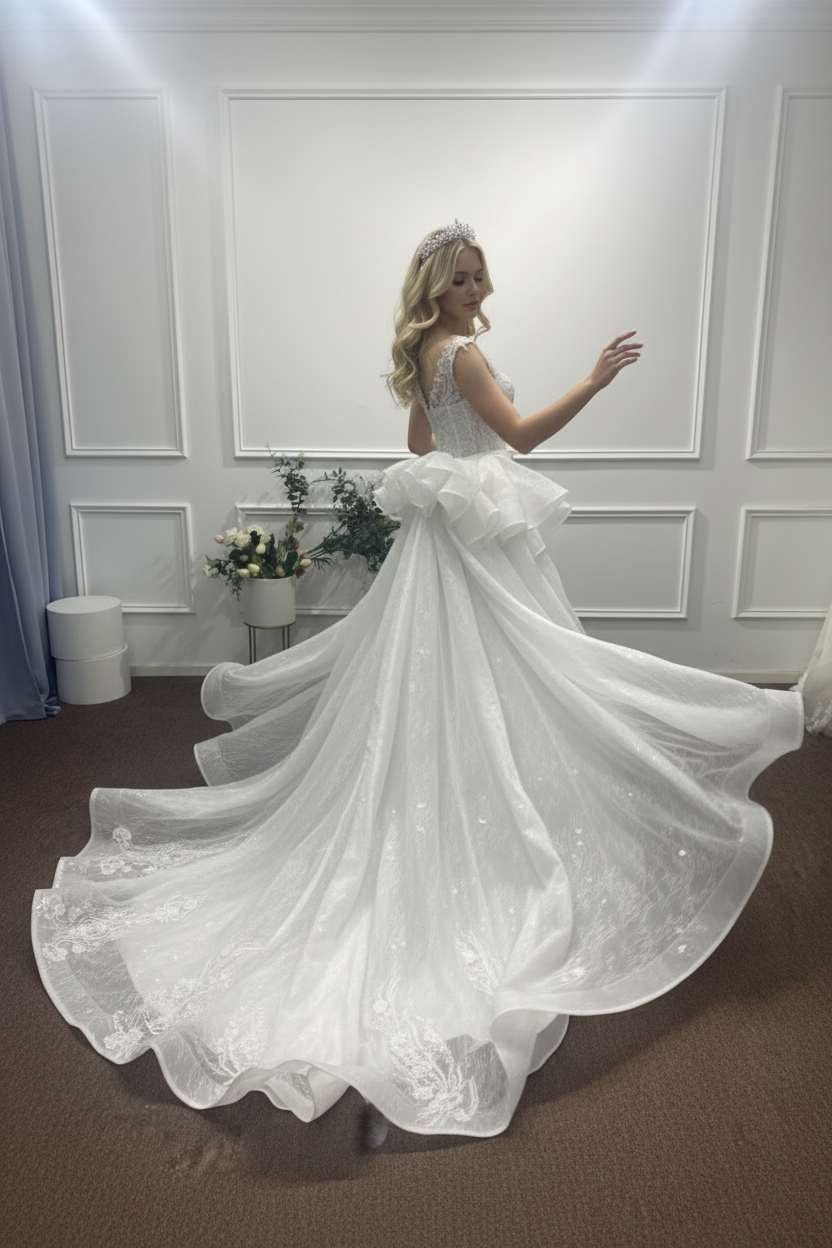 Luxurious Mermaid Wedding Dress with Oversized Bow and Cathedral Train