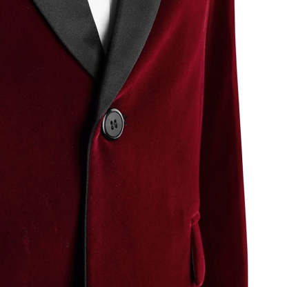 Men's Velvet Single-Button Party Jacket In Green Blue Burgundy