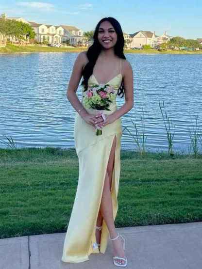 Green Sexy Spaghetti Straps Soft Satin Long Party Dress