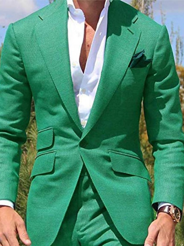 Single-Breasted One-Button Tailored Wedding Suit For Men 2-Piece Set