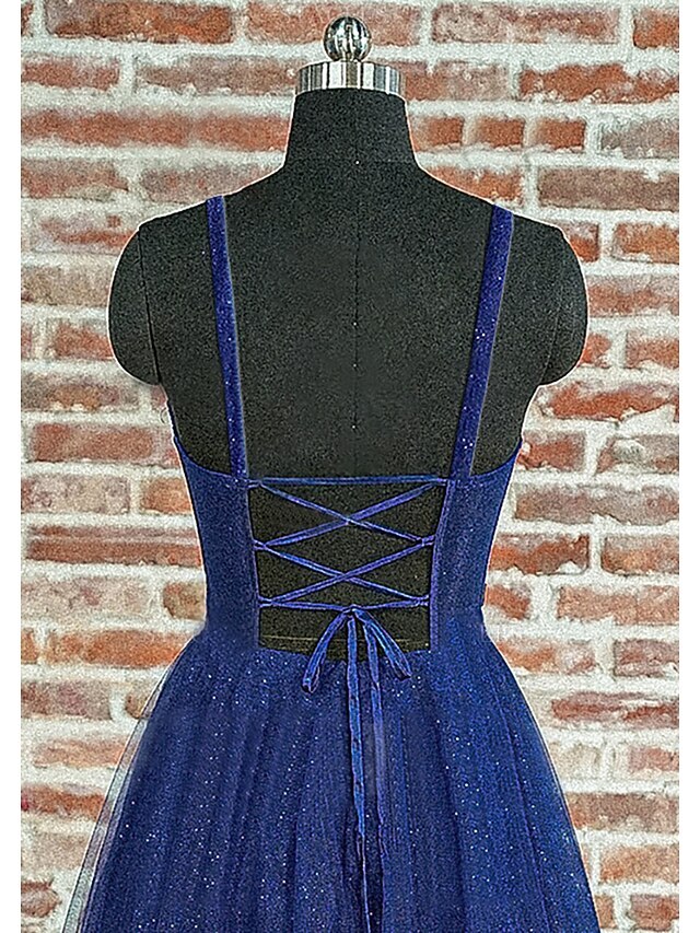 Spaghetti Strap A-Line Princess Floor-length Prom Gown