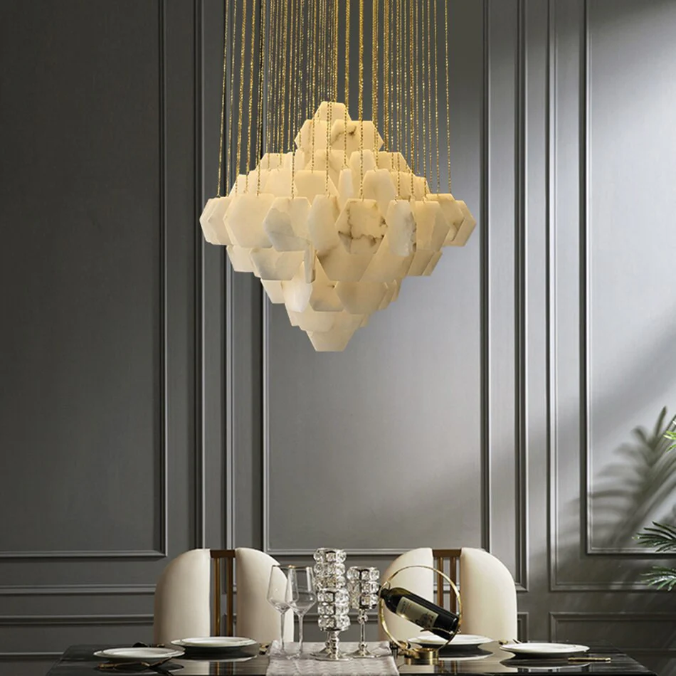 Moonshade Natural Marble Modern Pendant Chandelier