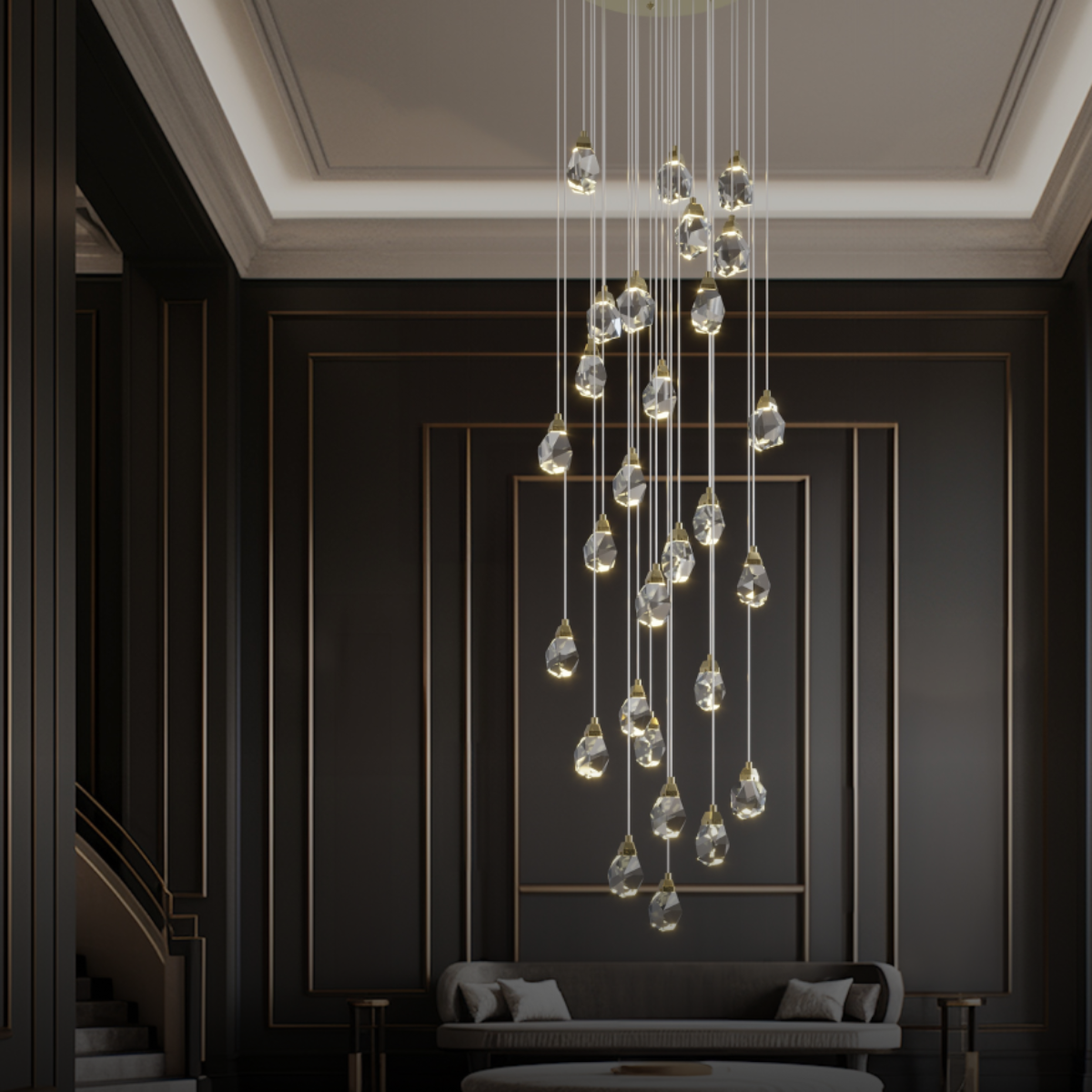 Masonry Faceted Crystal Prisms Chandelier-Vancei