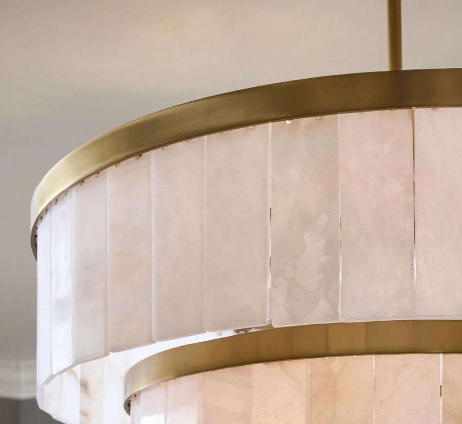 Glacera Alabaster 3 Tier Chandelier 35''D