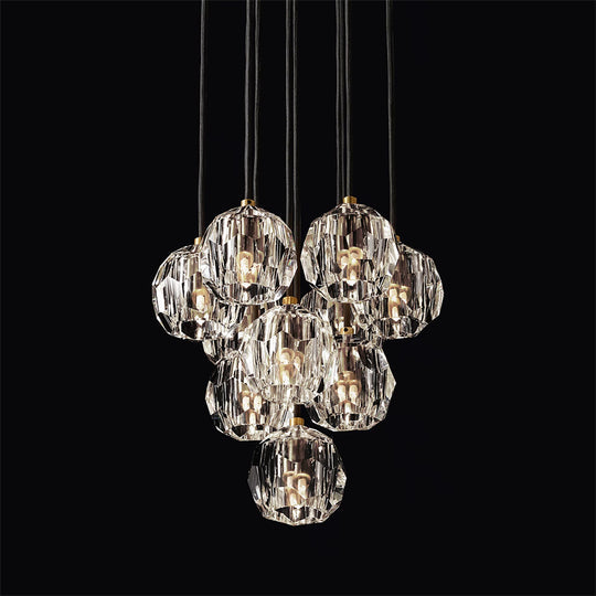 Bille De Crystal Ball Cluster Chandelier 14"-Vancei