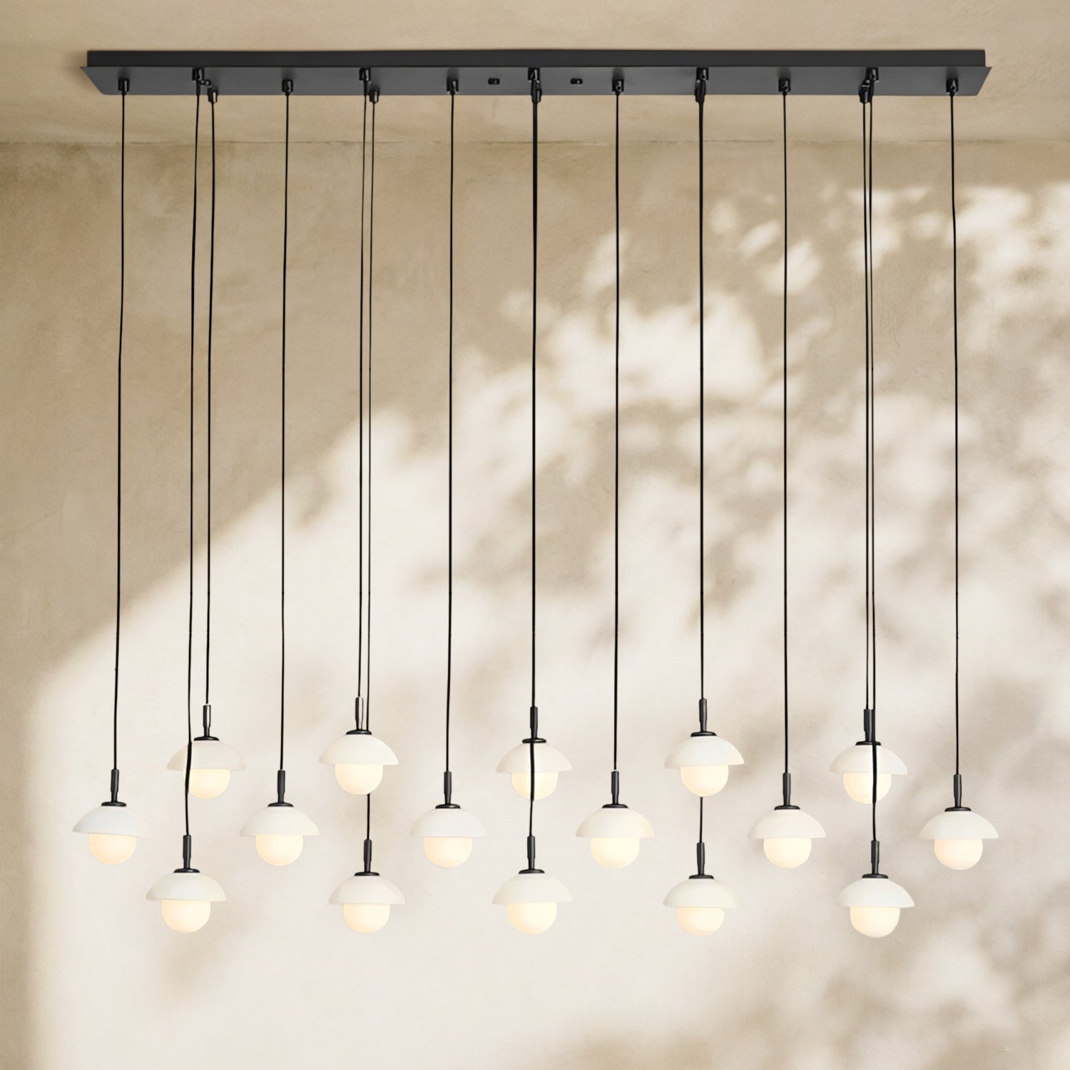 Glowen  Alabaster Rectangular Chandelier 54"