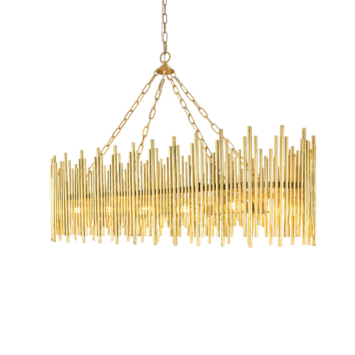 Althely Brass 10 Lights Rectangle Pendant Chandelier