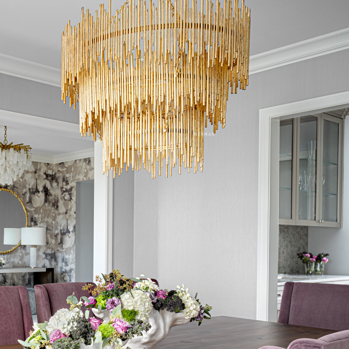 Althely Brass 12 Lights  3- Tier Chandelier