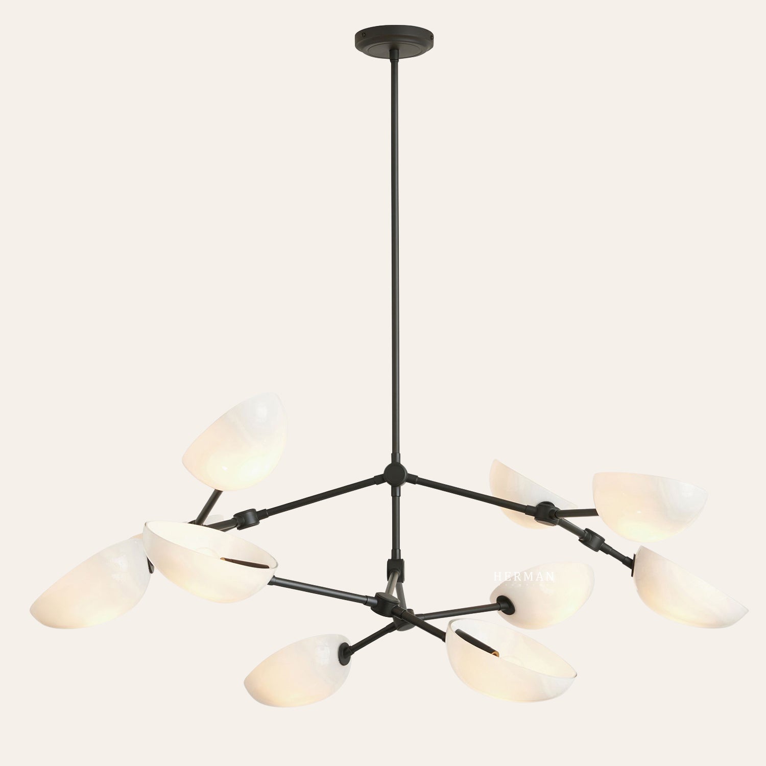 Argus glass Double Tier Chandelier 45" Width