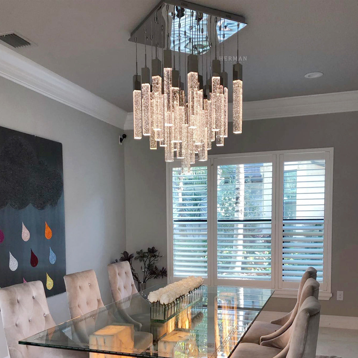 Sparkling Night Cylinder Chandelier// 13 Light