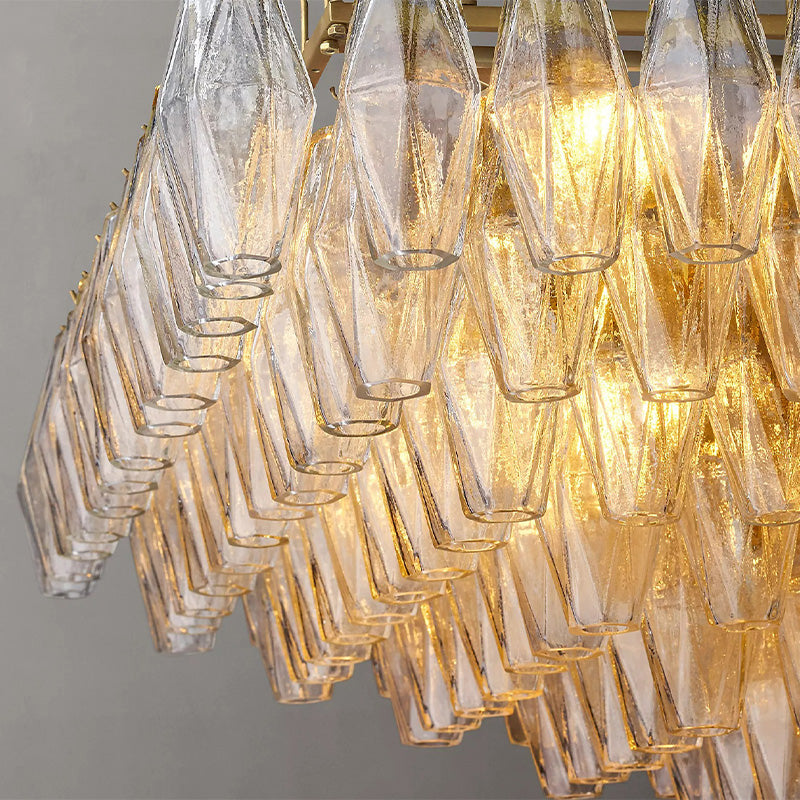 Chiara Clear Glass Tiered  Rectangular Chandelier 74"-Vancei