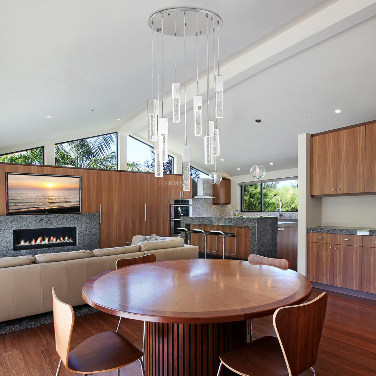 Sparkling Night Chandelier // 9 Light LED Spiral