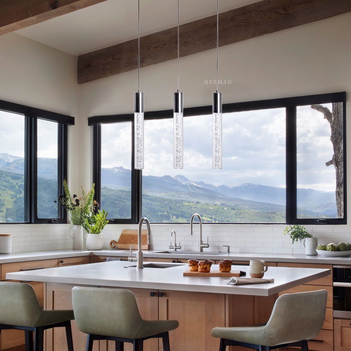 Sparkling Night Cylinder Chandelier // 3 Light