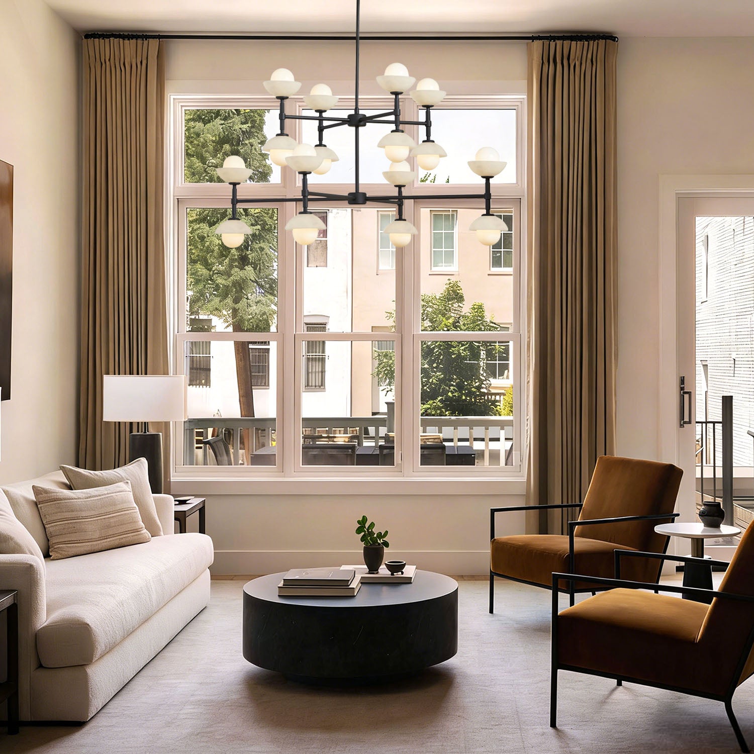 Glowen Alabaster Double Tier Chandelier