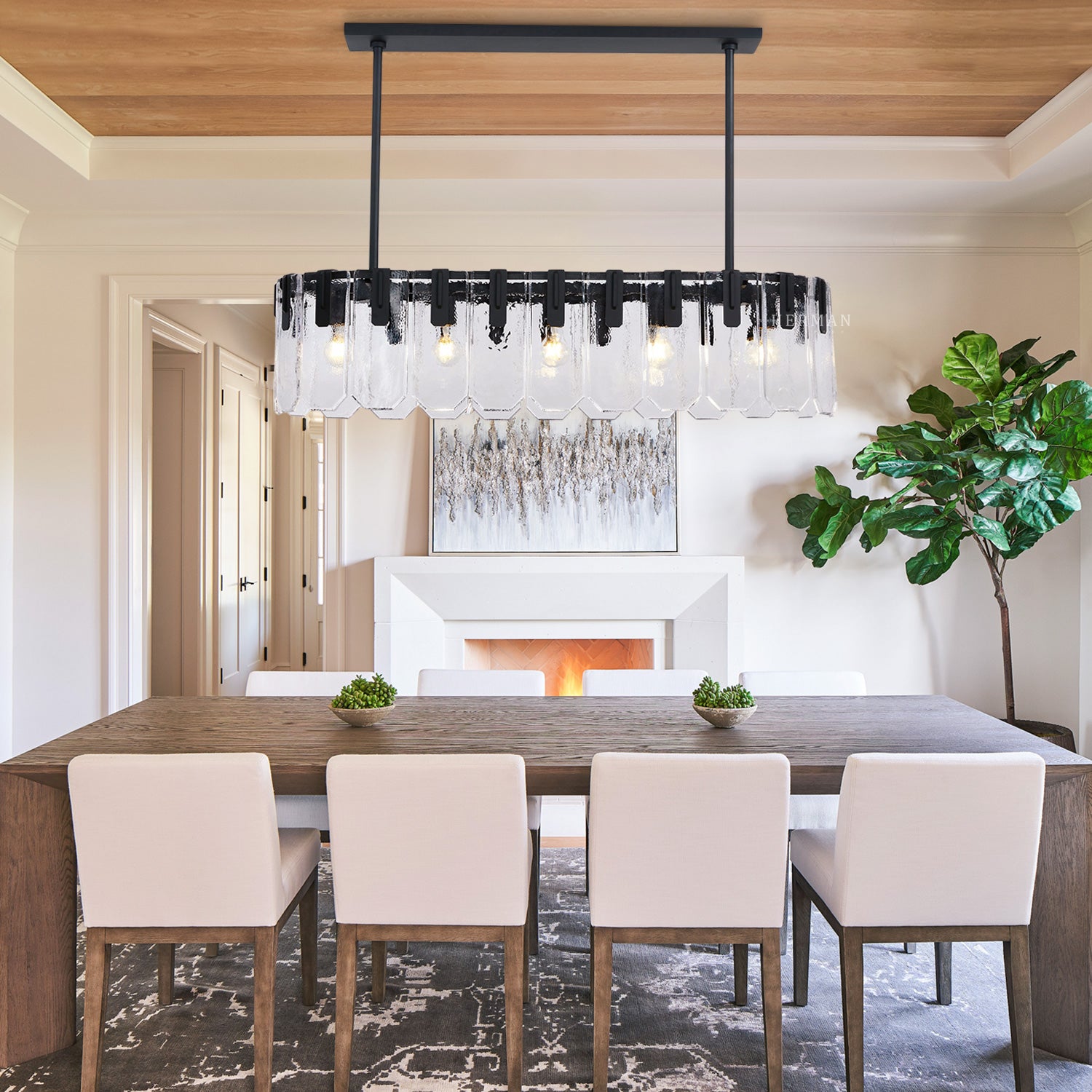 Nadia Glass Linear Chandelier 42" Width