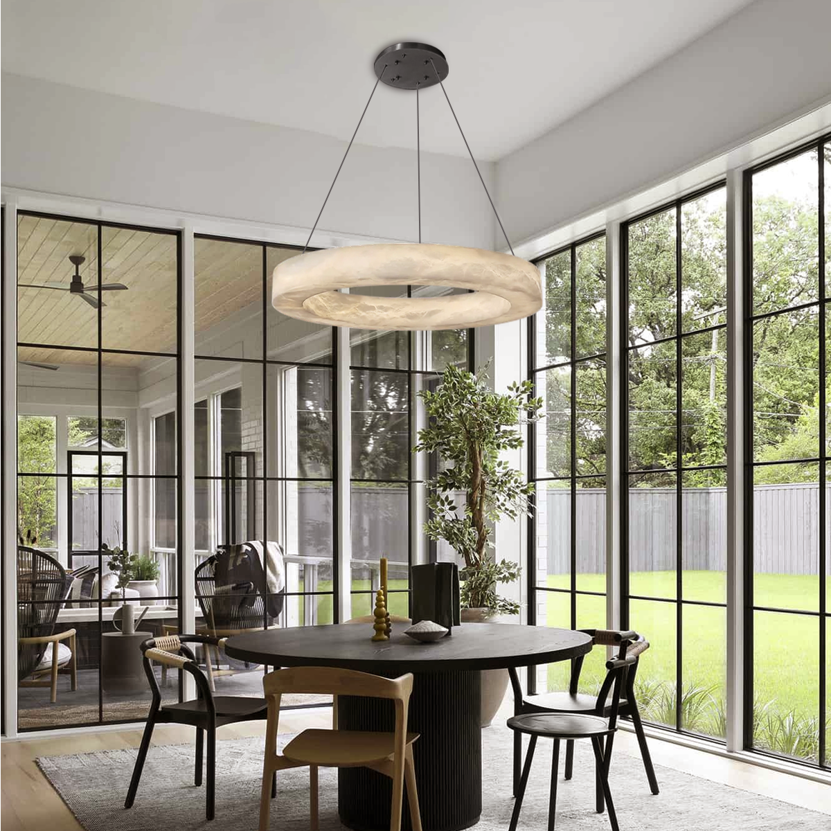 Glacera Alabaster Round Chandelier 19'' 27'' 36'' 60''D