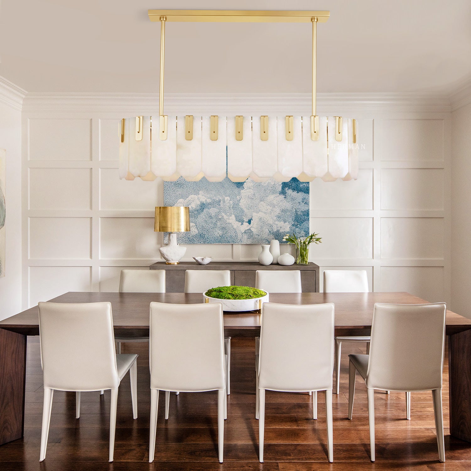 Nadia Alabaster Linear Chandelier 42" Width