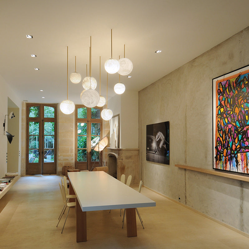 Glacera Alabaster Sphere Staircase Chandelier,Multi Pendant Light